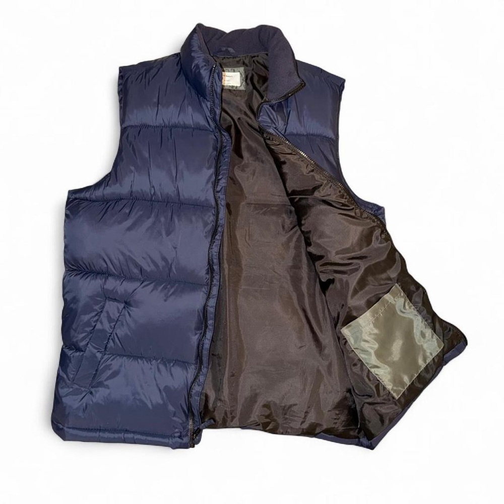 Old Navy Men's XL Tall Puffer Vest Dark Blue with Hidden Pockets